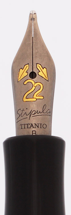 Stipula Ventidue 22 Fountain Pen - Black, Gold Trim, Broad